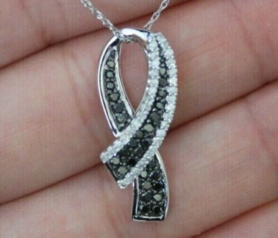 2Ct Round Cut Lab Created Diamond Ribbon Pendant 14K White Gold Finish