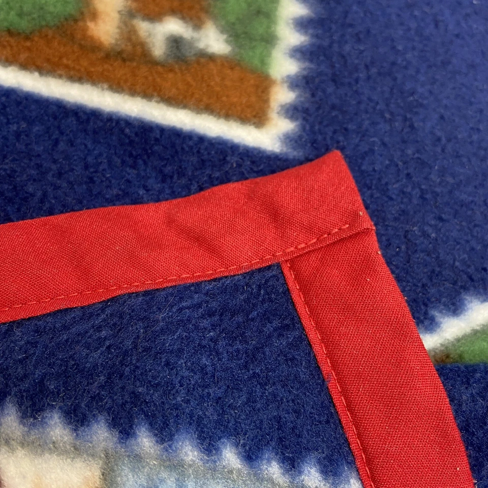 Lighthouse Stamp Sailing Handmade Fleece Twin Cottage Camp Blue Blanket 90”x58” - Image 4 of 4