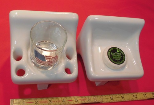 Hochglanz Brilliant Eisweiß Spüle Set... Keramik Seifenschale... Tasse + Zahnbürstenhalter - Bild 14 von 19