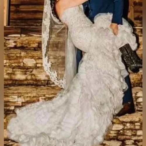 Ian Stuart Flieder Silber Brautkleid Kleid Flamenco Größe 8 Meerjungfrau Fit & Flare - Bild 2 von 11