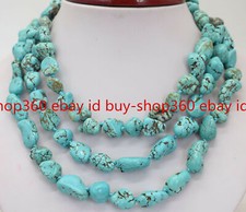 100 Natural Blue Turquoise 10X14mm Irregular Gemstone Necklace 24" 36'' 50''