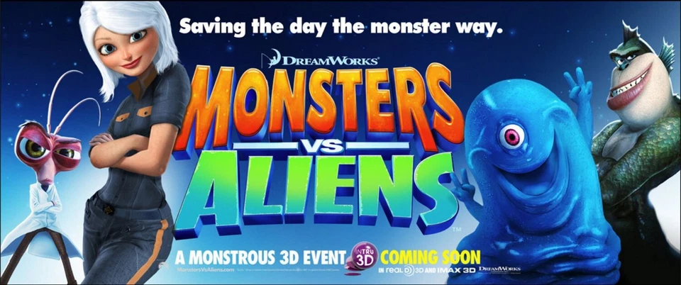 Monsters vs. Aliens,2009,Original,35mm,Movie Theater Film Trailer Reel Foto 2 de 4