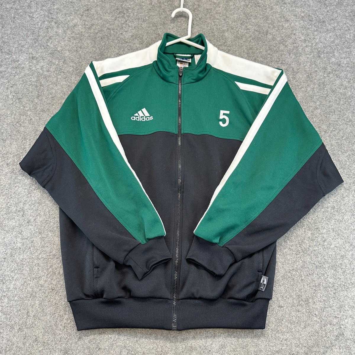 VINTAGE Adidas Jacket Mens M Green Black White Track Bomber VINTAGE Adidas Jacket Mens M Green Black White Track Bomber