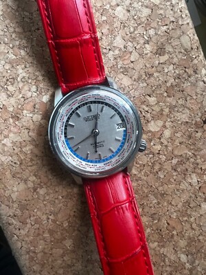 1964 SEIKO World Time AUTOMATIC Mens WATCH 6217-7000 Tokyo Olympic Diashock RARE