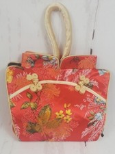 Red Floral Travel Jewelry Organizer Bag Purse Pocket Drawstring Zipper