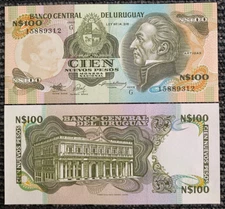 URUGUAY 100 Nuevos Pesos Banknote World Paper Money UNC Currency Bill Note