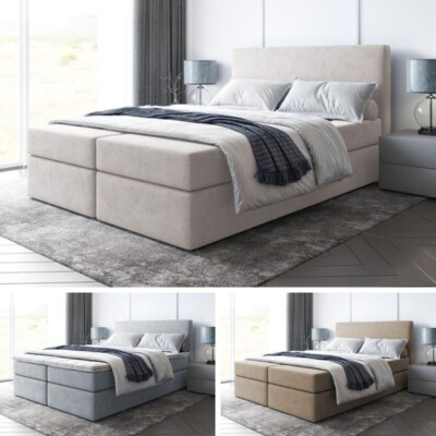 Bett Doppelbett Boxspringbett TOP mit Bonell-Matratze + 2 Bettkästen
