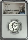 1964 NGC PF69 90% Silver Proof Washington Quarter Portrait Label