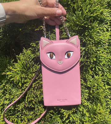 Kate Spade NY Kitty Cat Meow Pink Leather Phone Case Wallet