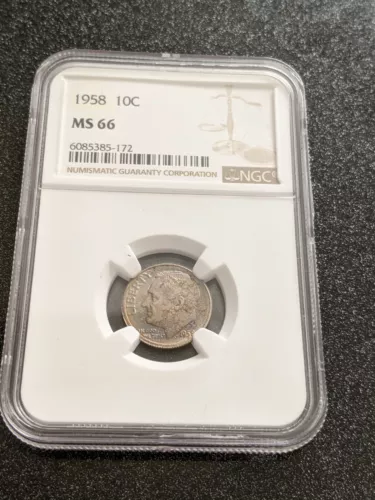 1958 Roosevelt Silver Dime NGC MS-66