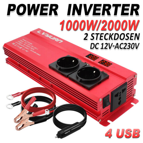 12V 230V Spannungswandler Wechselrichter 1000W 2000W Auto Inverter LED USB - Bild 1 von 6