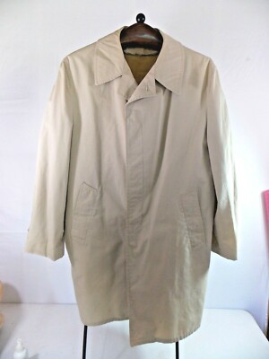 Vintage Trench Coat Rain Jacket Crownwear All Weather Lined Tan Size 42 Regular