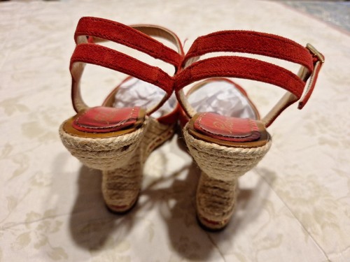 Paloma Barcelo Red Suede Studded Espadrille Wedge-size 35 - Picture 5 of 9