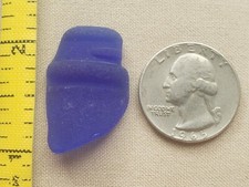 GENUINE BEACH SEA GLASS SURF TUMBLED COBALT BLUE NECK LIP FROSTED PENDANT E07