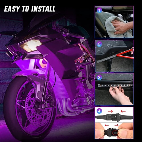 12X Motorcycle RGB LED Neon Underglow Light Strip For Harley Suzuki Honda Ducati - Picture 8 of 12
