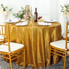 Wedding Linens Inc. 132" Round Sequin Taffeta Tablecloths Table Covers