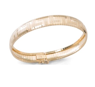 Brilliance Fine Jewelry SS 18K Gold Plated 7.5  Greek Pattern Omega Bracelet
