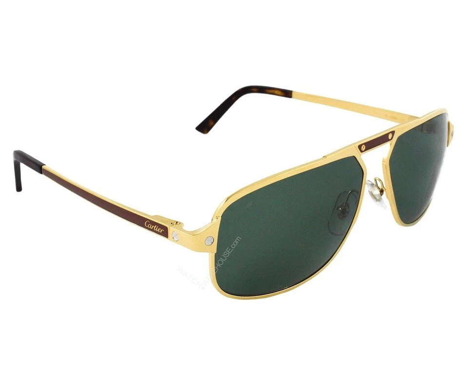 G2U with tags CARTIER Pilot Green Lens Gold Rim 6014140MM Mens Sunglasses CT0102 - Image 3 of 4