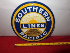 9 INCH SOUTHERN PACIFIC RAILROAD LINES ADVERTISING SIGN DIE CUT METAL S 149