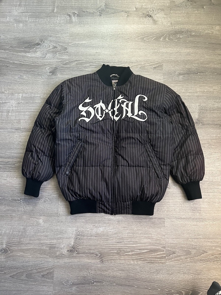 Vintage Y2K SoCal No Fear Striped Puffer Size L Black And White | eBay