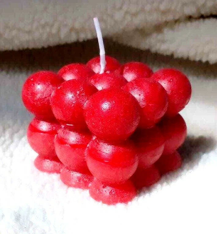 2 PIEZAS Vela en forma de cubo de burbujas Regalo de Navidad Decoración del hogar Cera de parafina Vela roja Foto 2 de 4