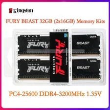 FURY Beast 32GB 2x16GB DDR4 3200MHz Desktop Gaming Memory KF426C16BBK2/32 288Pin