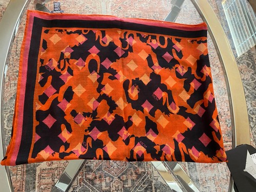 HOT! 100% AUTHENTIC NEW MCM JACQUARD SCARF Virgin WOOL Tangerine Tango Camo Lion - Picture 6 of 9