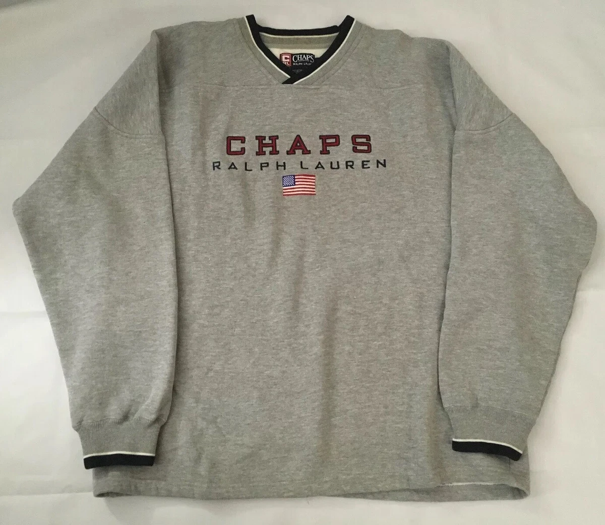 Chaps Ralph Lauren V-Neck Embroidered Sweatshirt, Size XL | eBay