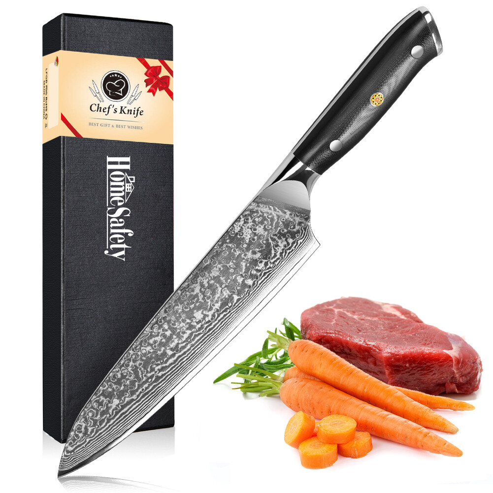 Damast Kochmesser mit Rockwell von 60±2HRC Küchenmesser G10 Griff Chef messer