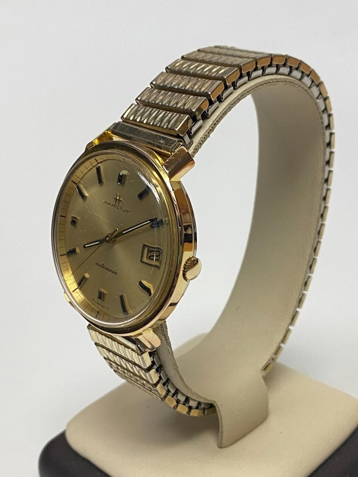 Vintage Hamilton Relógio de Pulso Banhado a Ouro Anos 70 Automático Dateline 64029-4 - Imagem 3 de 4