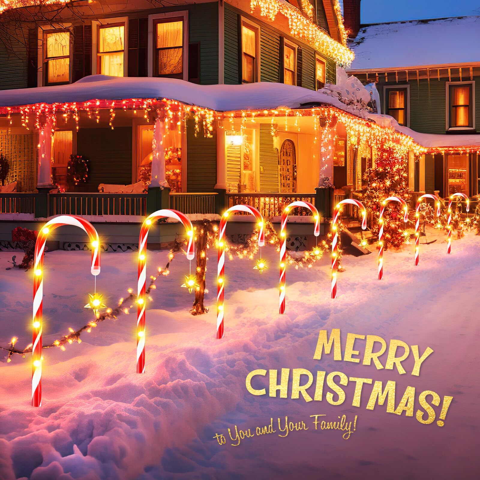 24 Pack Christmas Decorations Outside, Set of 12 19” Solar Candy Cane Christm... eBay