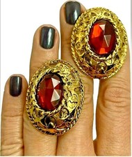 Vintage Clip-On Earrings Estate Jewelry Pre-Owned Red Lucite HUGE