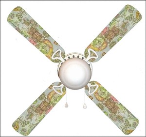 Nursery Rhyme Multicolor Toile Ceiling Fan W Light Kit Or Blades