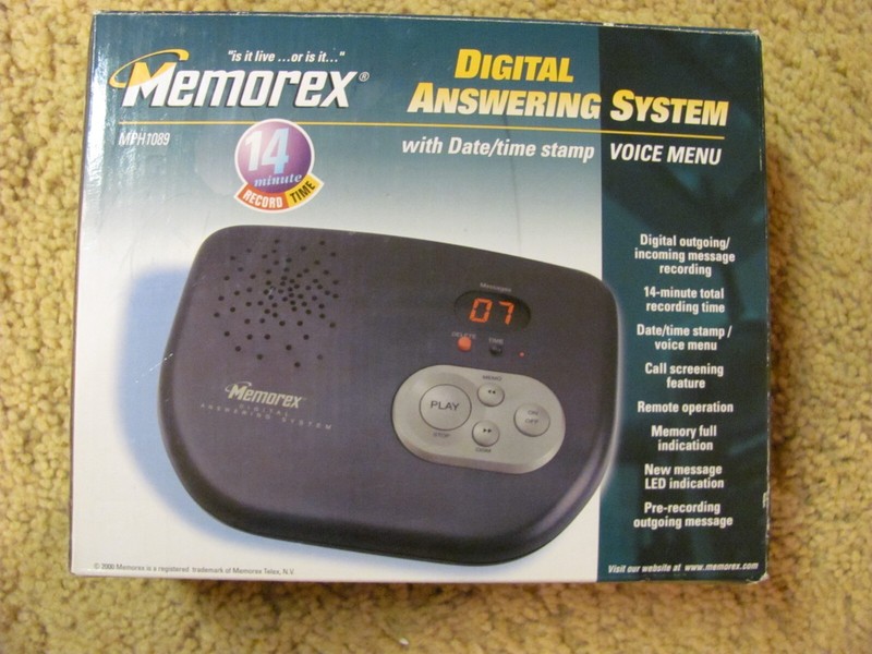 NIB Memorex Digital Answering System MPH1089 Date/Time Stamp Voice Menu Land Lin