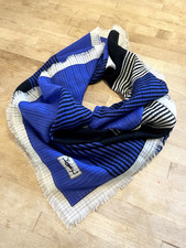 Vintage Yves Saint Laurent Women s Scarf 33 x33 Blue Black White YSL Logo