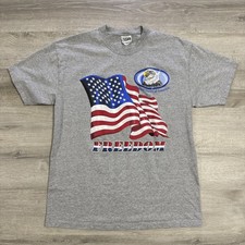 American Flag Freedom Shirt Men  s Gray Patriotic USA Eagle Large