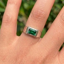 2.00 CT Emerald Cut Lab Created Emerald Engagement Ring 14k White Gold Plated