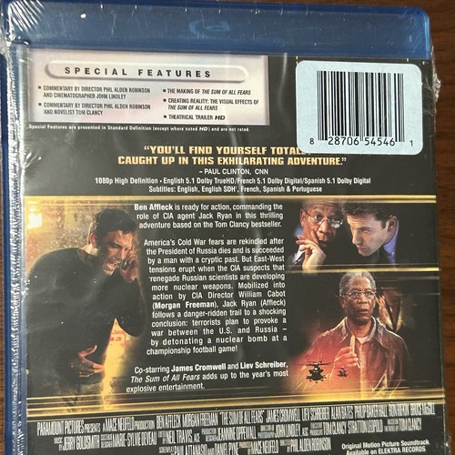 THE SUM OF ALL FEARS Blu-Ray Disc Ben Affleck & Morgan Freeman NEW SEALED - Picture 7 of 12