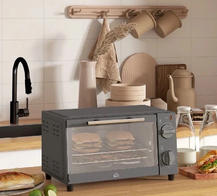 HOMCOM 800-088V70GY Grey 9L Countertop Toaster Oven 750W