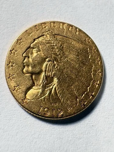1912 $2.50 Dollar Indian Head Quarter Eagle Gold U.S Coin