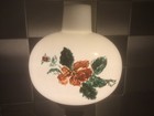 Vintage Milk Glass Floral Pink Rose Hand-Painted Hurricane Table Lamp — photo 2