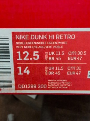 Nike Dunk Hi Retro Australia Noble Green/White Leather High Top DD1399-300
