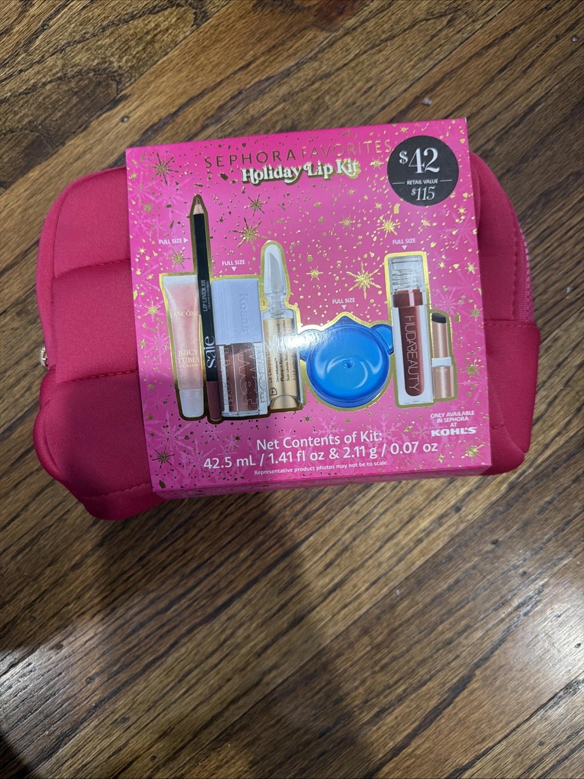 Sephora Favorites Holiday Lip Kit Set + Pink Quilted Makeup Bag NEW $115 MSRP