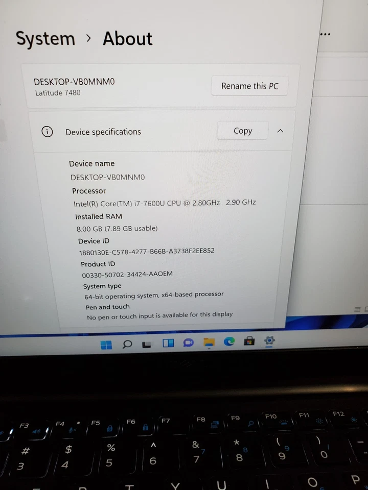 "Laptop Dell Latitude 7480 14"" i7-7600U 2,80 GHz 8 GB RAM 128 GB SSD Win11 #69" Foto 2 de 4