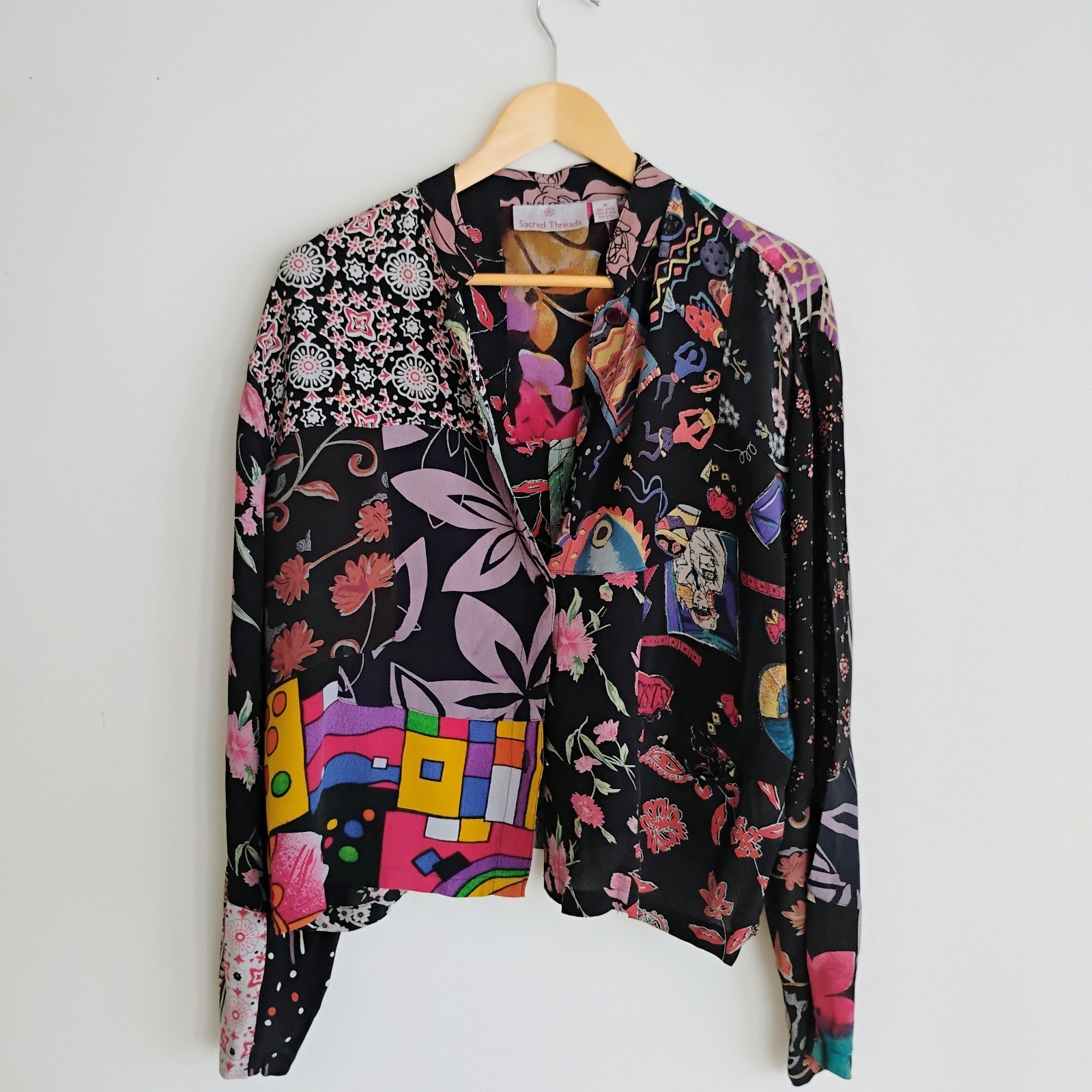 Sacred Threads Luxury Patchwork Look Button Up To… - image 4