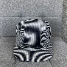 Striped Denim Hat Cap Snap Back One Size Blue Mens USA Made Workwear Railroad