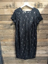 George Black Lace Shift Dress Size 14 Short Sleeve Lined LBD Party BNWT RRP £25