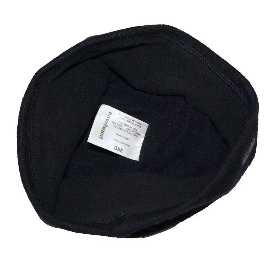 PATAGONIA Black Wool Blend Knit Beanie Hat ONE SIZE - Image 4 of 4