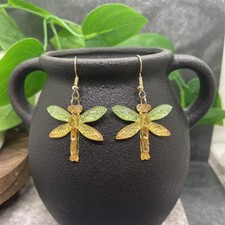 2  Gold-tone Dragonfly Earring Set Boho Retro Drop Dangle New Free Ship B6779