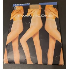 Evan-Picone Pantyhose 3-Pair Pack Sheer Leg Shadow Toe Beige Size B y2kdeadstock
